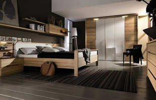Baldų pasirinkimas šiuolaikiško stiliaus miegamajame, kokie yra tipai