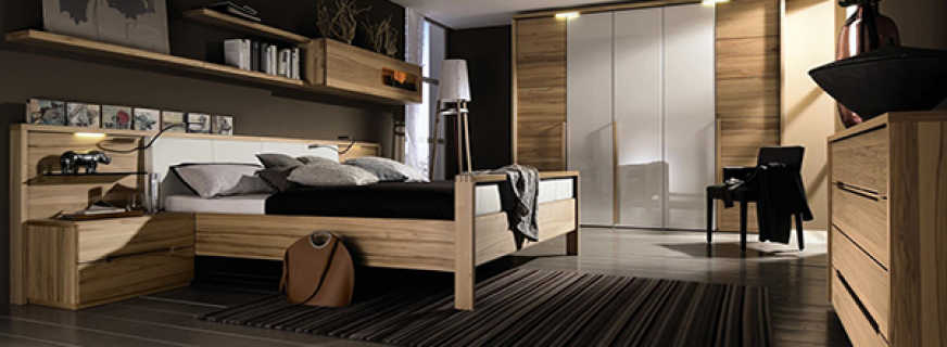 Valet av möbler i modern stil i sovrummet, vilka typer är det