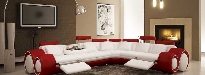 Ciri-ciri sofa moden, pilihan untuk penempatan mereka