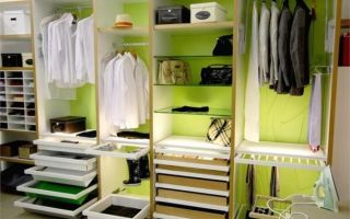 Types of filling cabinets and walk-in closets, the main elements