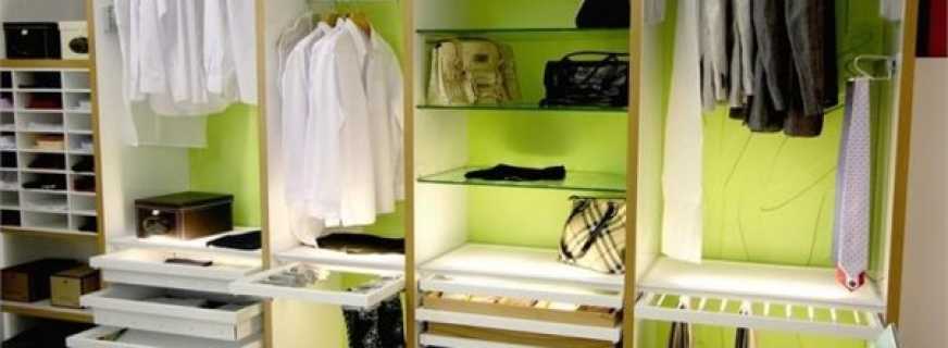 Types d'armoires de remplissage et de dressing, les principaux éléments