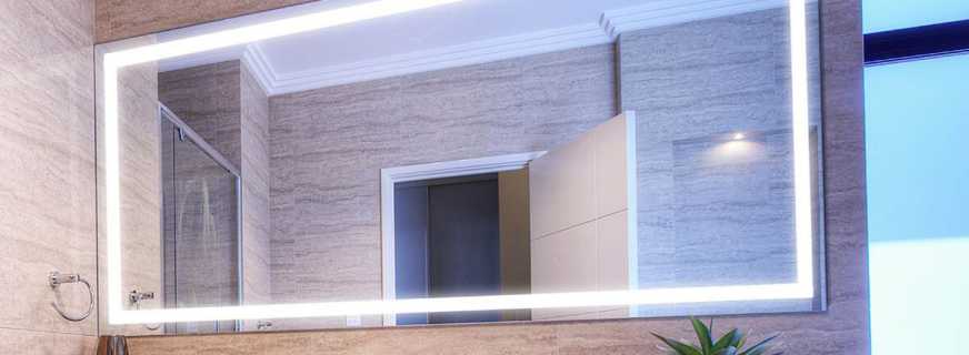 Tipos de iluminação para o espelho do banheiro, opções de instalação e conexão