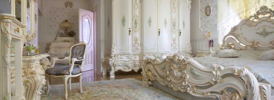Ciri-ciri khas perabot Baroque, petua pemilihan dan penempatan