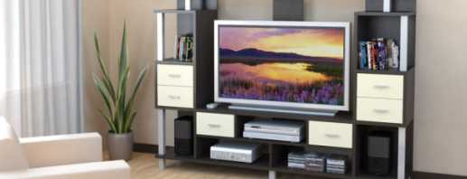 Druhy nábytku pre TV, návrhy v obývacej izbe