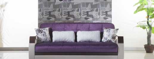 Caratteristiche dell'uso del divano viola, materiali di fabbricazione
