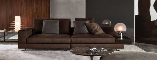 Innenraum mit einem braunen Sofa, den Regeln der Wahl und der Position