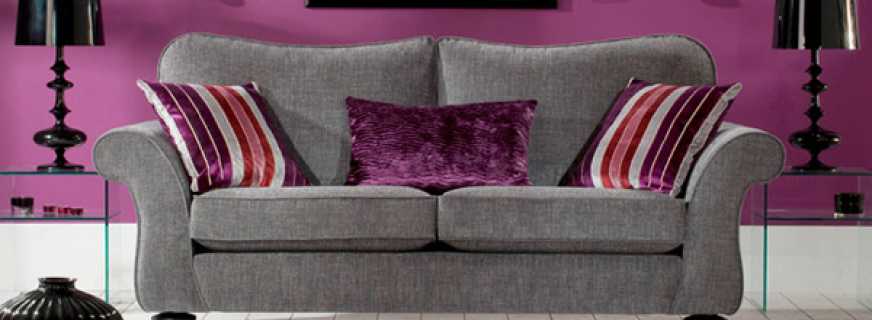 L'uso di un divano grigio all'interno, opzioni di combinazione