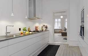 Krásny dizajn kuchyne bez horných skriniek, fotografie hotových možností