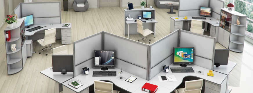 Biuro baldų parinktys, modeliai personalui