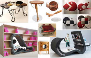 Variantes de muebles inusuales, productos de diseño.