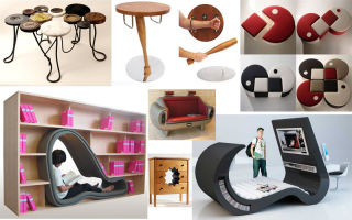 Varianti di mobili insoliti, prodotti di design