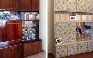 Modi fai-da-te per aggiornare il vecchio muro di mobili, esempi nella foto prima e dopo