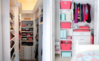 Patarimai, kaip papuošti mažus drabužių spintos kambarius
