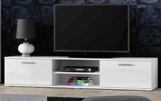 What options for TV stands in white are found