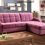 Ροζ γωνιακός καναπές