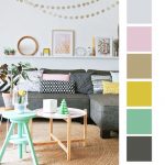 Sofa màu xám và bảng màu cho nội thất theo phong cách scandinavian