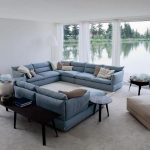 Mėlyna kampinė sofa